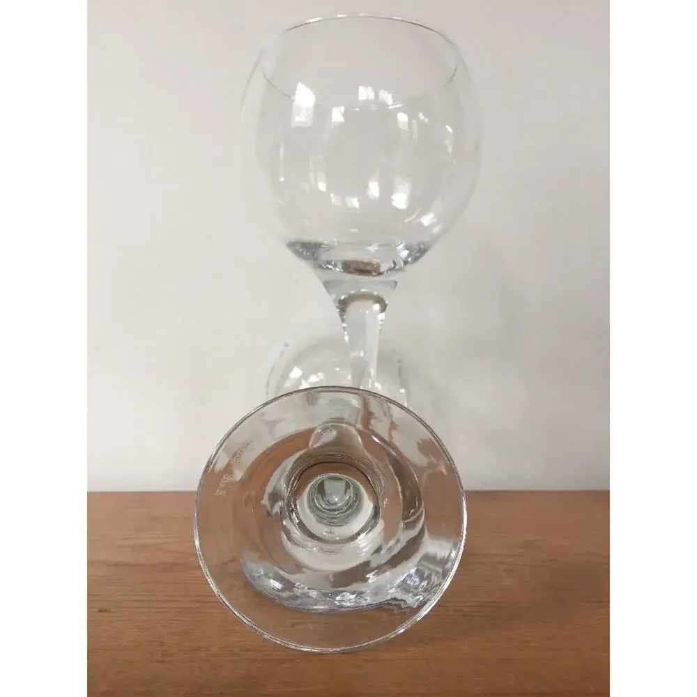 Pair 2 Vintage Bill Healy Signed Stemmed Red Wine Bucket Drinking Glasses Clear
